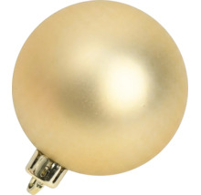 Matte goldfarbene Weihnachtskugel aus Kunststoff mit Aufhängeöse.