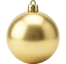 Goldene Weihnachtskugel mit matter Oberfläche und Aufhängeöse.