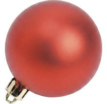 Matte rote Christbaumkugel mit goldfarbenem Aufhänger für die Weihnachtsdekoration.