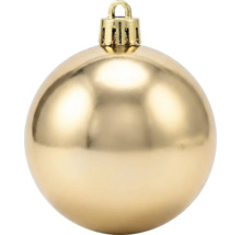 Glänzende goldene Christbaumkugel mit Aufhänger für den Weihnachtsbaum.