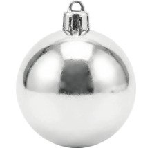 Glänzende silberne Weihnachtskugel mit Aufhängeöse.