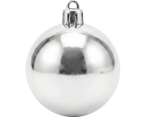 Glänzende silberne Weihnachtskugel mit Aufhängeöse.