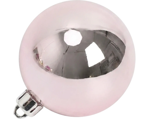 Rosa Christbaumkugel aus Glas mit silbernem Reflektor.