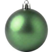 Matte grüne Weihnachtskugel mit silberner Aufhängung.