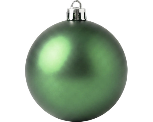 Matte grüne Weihnachtskugel mit silberner Aufhängung.