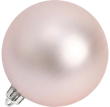 Matte, rosafarbene Weihnachtskugel mit einer silberfarbenen Aufhängung.