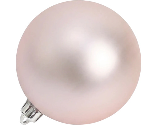 Matte, rosafarbene Weihnachtskugel mit einer silberfarbenen Aufhängung.