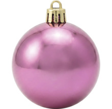 Glänzende pinkfarbene Weihnachtskugel mit goldener Aufhängung.