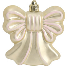Glänzender Weihnachtsanhänger in Engelform mit rosa Akzenten und goldfarbener Aufhängung.