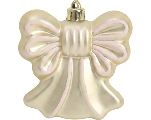 Glänzender Weihnachtsanhänger in Engelform mit rosa Akzenten und goldfarbener Aufhängung.