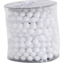 Weiße Kugelkette aus Kunststoff auf einer Rolle für Rollos oder Jalousien.
