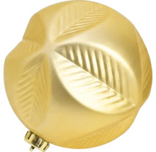 Goldene Christbaumkugel mit geprägtem Blattmuster.