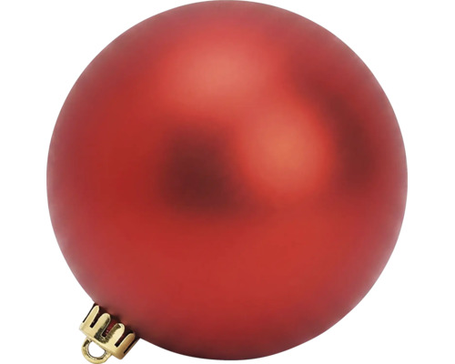 Matte rote Weihnachtskugel mit goldfarbenem Aufhänger.