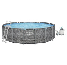 Bestway APX365 runder Aufstellpool in Steinoptik inklusive Sicherheitsleiter und Sandfilteranlage.