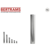 Bertrams Ofenrohr aus feueraluminiertem Stahlblech, gerade Form, in verschiedenen Längen erhältlich. Bertrams Logo.
