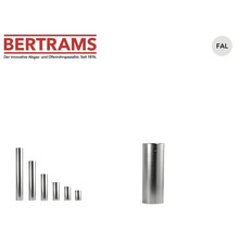 Bertrams Ofenrohre aus feueraluminiertem Stahl in verschiedenen Längen mit Bertrams Logo und feueraluminierter Stahl Kennzeichnung.