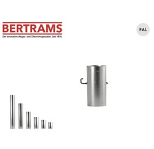 Bertrams Ofenrohr mit Drosselklappe aus feueraluminiertem Stahlblech, Bertrams Logo und FAL Symbol.