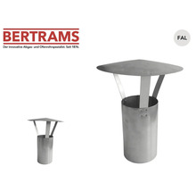 Bertrams Logo. Kaminhaube aus feueraluminiertem Stahlblech mit Regenschutz und Einsteckstutzen.