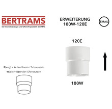 Bertrams Logo, Ofenrohr-Erweiterung von 100 Millimeter auf 120 Millimeter, emailliert.