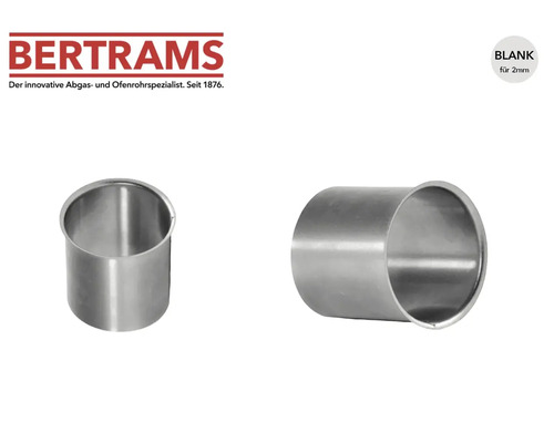 Bertrams Logo. Metallmuffe für Ofenrohre, blank, für zwei Millimeter Wandstärke.