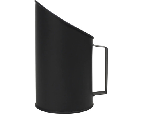 Schwarze Kohleschütte aus Metall mit seitlichem Griff