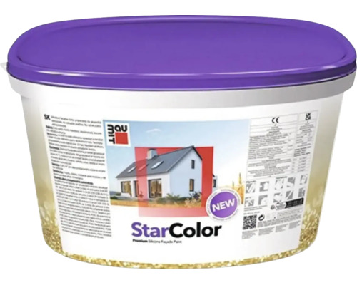 Baumit StarColor Silikon-Fassadenfarbe in einem ovalen Eimer.