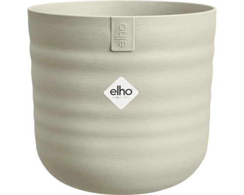 Runder Pflanztopf von Elho mit strukturierter Oberfläche und Markenemblem