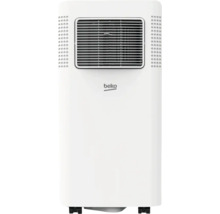 Mobiles Klimagerät von Beko mit frontseitigem Luftauslassgitter und Rollen.