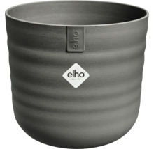 Runder elho Blumentopf mit strukturierter, gerillter Oberfläche und elho Logo.