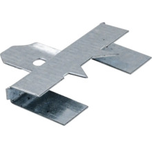 Anfangsclip aus verzinktem Metall für WPC-Terrassendielen mit Befestigungsloch und Zacken.