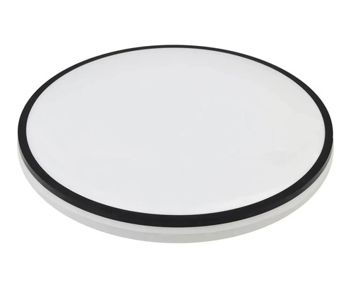 Runde LED-Deckenleuchte mit schwarzem Rahmen und weißem Diffusor.