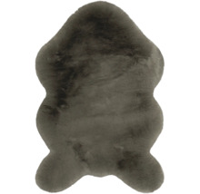 Dunkelgrauer Kunstfell-Teppich in Schaffellform, weiches Synthetikfell.