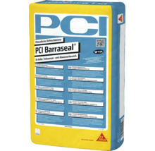 PCI Barraseal mineralische Dichtschlämme für Keller, Trinkwasser und Abwasser, zertifizierte Bauwerksabdichtung, PCI Logo, Sika Logo.