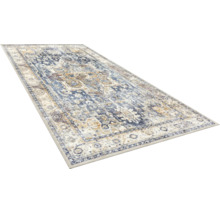 Rechteckiger Teppich mit orientalischem Vintage-Muster im Used-Look.