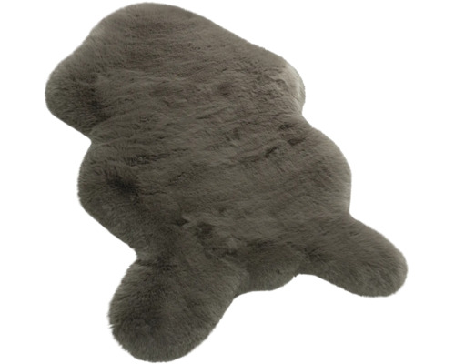 Kunstfell-Teppich in Tierfellform aus Synthetikmaterial, dunkelgrau.