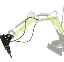 Zipper Hydraulikhammer für Bagger, montiert an einem Baggerarm.