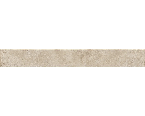 Sockelleiste in Natursteinoptik beige mit strukturierter Oberfläche.