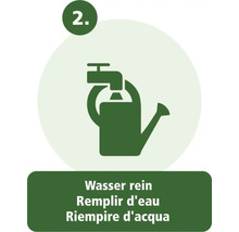 Zweiter Schritt: Gießkanne mit Wasser befüllen.