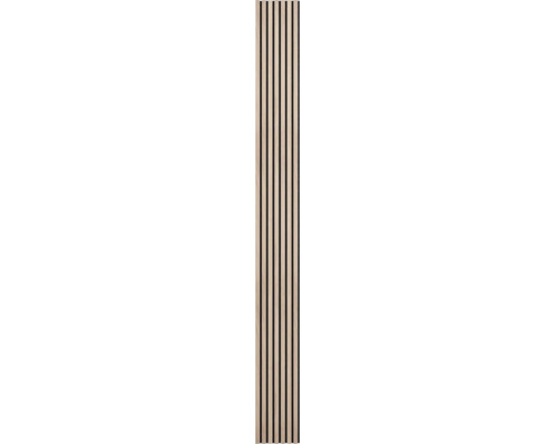 Akustikpaneel mit Holzlamellen auf dunklem Filz für Wand und Decke.