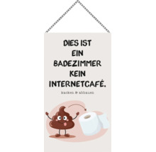 Dekoschild für das Badezimmer mit Aufschrift Dies ist ein Badezimmer kein Internetcafé, kacken und abhauen, Comicfigur, Metallkette.