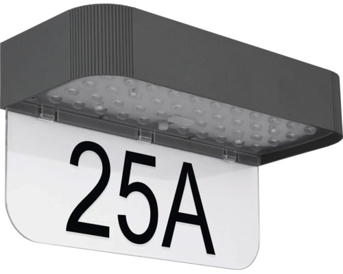 LED-Solar-Hausnummernleuchte mit transparenter Acrylplatte für Hausnummern.