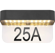 LED Hausnummernleuchte mit beleuchteter Fläche und der Hausnummer 25A sowie anthrazitfarbenem Gehäuse.