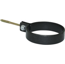 Rohrschelle aus Metall mit integrierter Schraube zur Wandmontage.