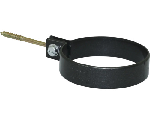 Rohrschelle aus Metall mit integrierter Schraube zur Wandmontage.