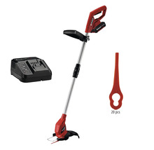 Einhell Akku-Rasentrimmer Set inklusive Ladegerät, Akku und 20 Ersatzmessern.