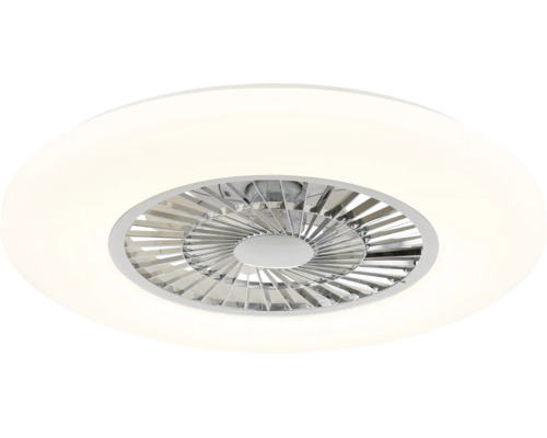 Moderner Deckenventilator mit integrierter LED-Beleuchtung und rundem Design.