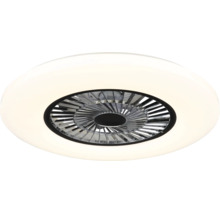 Deckenventilator mit integrierter LED-Beleuchtung und rundem Diffusor.