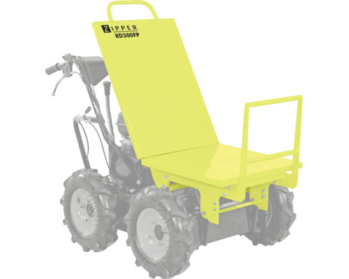 Zipper Pritsche RD300FP für Minidumper mit Haltegriff und Metall-Ladefläche.