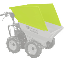 Zipper Rad-Dumper ZI-RD300 mit Allradantrieb, luftgefüllten Geländereifen und kippbarer Transportmulde mit Aufsatz.