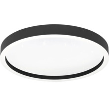 Flache, runde LED-Deckenleuchte in Schwarz und Weiß.